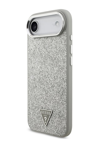 Apple Uyumlu iPhone 17 Air Kılıf Guess Lisanslı M-safeli Metal Kamera Çerçeveli Üçgen Logolu Glitter Gri Gri