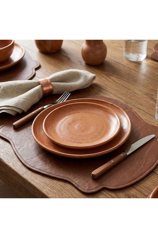 2 Adet Çift Yüz Kenar Dikişli Siyah Deri Amerikan Servis As00120-33x44 Cm Supla Kahverengi