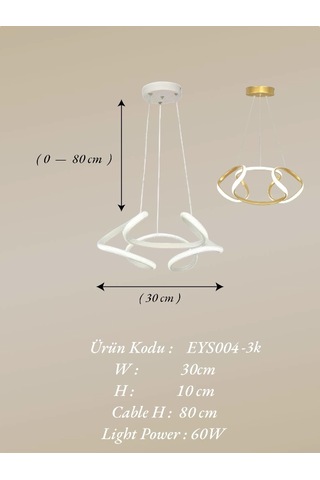 Ey Shop Eskitme Drone Model 3 Renk Kumandalı Led Avize Eskıtme Gold