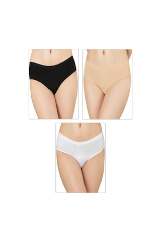 Kadın 3'lü Paket Pamuklu Yüksek Bel Battal Bato Külot Özk 26800-desenli Desenli