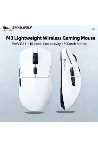 Smailwolf M3 Pro Plus Kablosuz Oyuncu Mouse Paw3311 Sensör - 3 Modlu 12000 Dpı Manyetik Şarj Standlı Rgb 65g Ultra Hafif Fare 1000hz 1k Hız