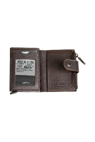 Guard Leather Mekanizmalı Cüzdan Kahverengi 10 Kart Kapasiteli, Mıknatıslı, Para Bölmeli, Slim & Şık Tasarım Çok Renkli