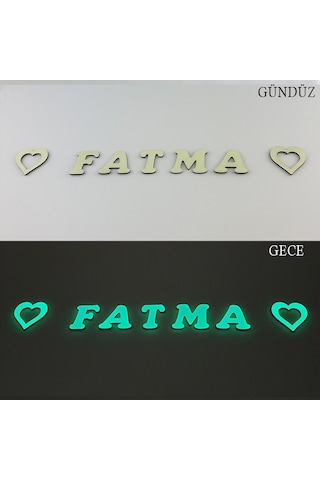 Fosforlu 5 Harf + 2 Yıldız Veya Kalp
