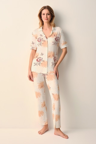 Suwen Holly Gömlek Yaka Pijama Takımı Sh26641660b1185 Bej