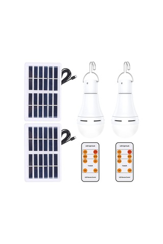 Springsun Güneş Enerjili 7w Led Ampul - 5 Modlu Acil Aydınlatma, Ip65 Su Geçirmez, 1800mah Pil 2'li Paket