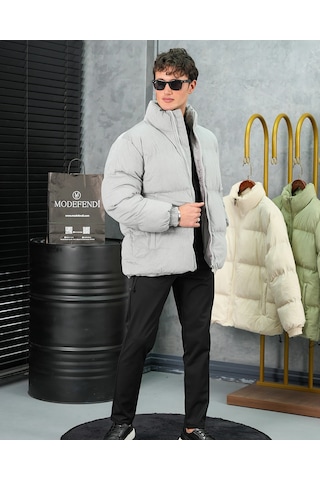Modefendi Yüksek Kalite Oversize Elyaf Yapılı Kadife Mont Gri