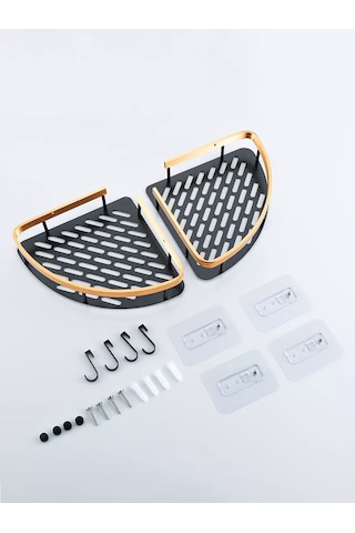 Pabk Banyo Köşe Askılı Duvar Rafı 218647036 Siyah