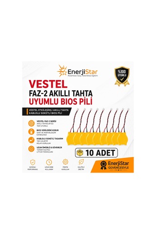 Vestel Etkileşimli Faz-2 Akıllı Tahta Cr2032 Kablolu Soketli Bios Pili 10'lu