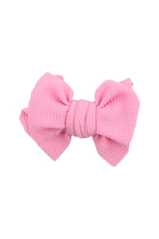Bow - Fiyonklu Elastik Saç Klips Toka Her Yasa Uygun - Saç Aksesuarları Pembe