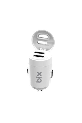 Bix Bxcc65c 65w Çift Portlu Usb-c Mini Araç İçi Şarj Cihazı Beyaz