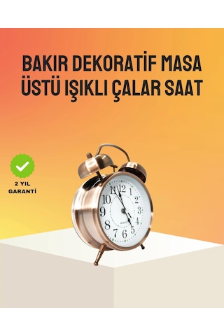 Tarz Bronz Dekoratif Masa Saati Metal Gövde Yüksek Sesli Alarm