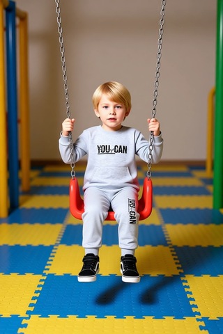 Ersefa Enerjik Sloganlı Erkek Çocuk Örme Eşofman Ve Sweatshirt Seti Kali Gri Melanj