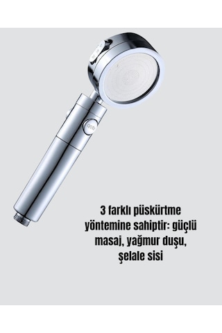 Yüksek Basınçlı 3 Fonksiyonlu Duş Başlığı - Çok Renkli
