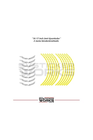 Bajaj Rs200 Jant Sticker Dış Ve İç Set Sticker Jant Şeridi Sarı 22884407