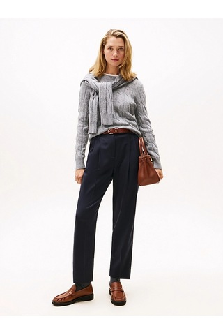 Tommy Hilfiger Soft Wool Cable C-nk Ls Swt Kadın Gri Kazak - Ww0ww43586 Gri