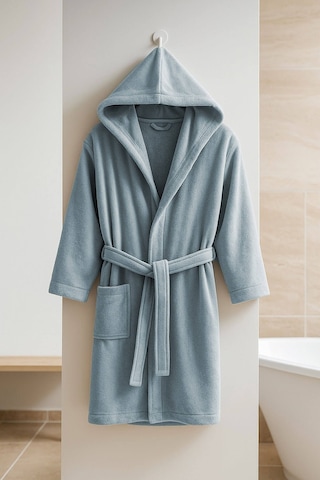 Genç Kız / Erkek Çocuk Kapşonlu Garson Boy Kadife Bornoz %100 Pamuklu Gri