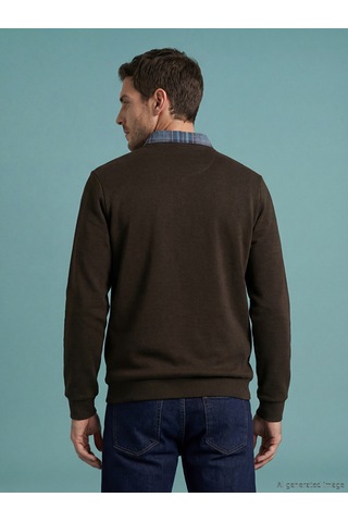 Lcwaıkıkı Classic Kahverengi Gömlek Yaka Erkek Sweatshirt