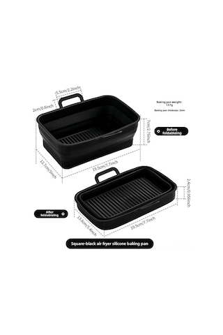 Ranyeek Ninja Dz201410 İçin Kollapsible Silikon Hava Fritöz Tepsisi - Dürtünmez, Kolay Temizlenir, Uzunluk 195mm Siyah Diğer