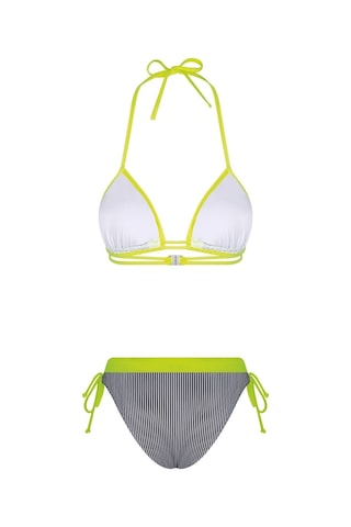 Bonesta Lanao Üçgen Neon Sarı Çizgili Bikini Takımı