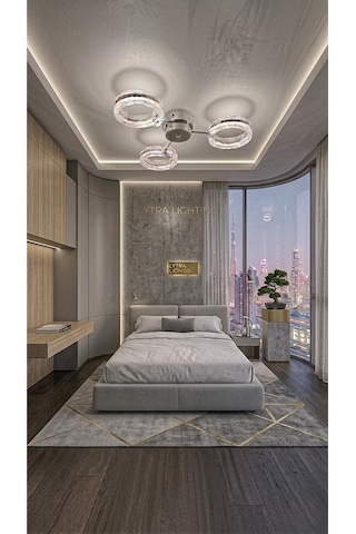Aurea Model 3'lü Gümüş 3 Renk Modu Ledli Tavana Sıfır Salon Mutfak Çocuk Yatak Odası Led Avize