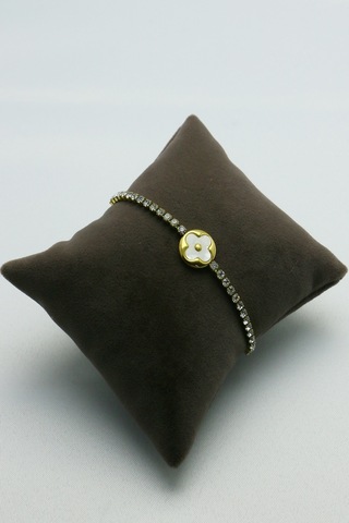 Altın Kaplama Seri Kararmaz Sedef Taşlı Yonca Su Yolu Çelik Gold