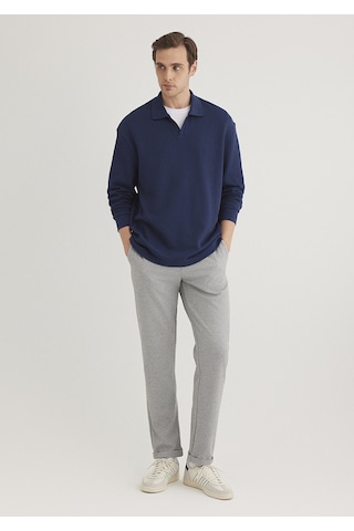 Mavi - Gri Örme Pantolon 0010460-80018 Gri