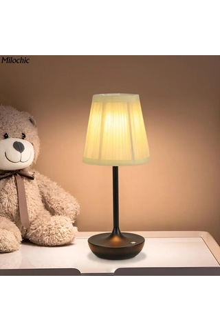 Geeroyoo Klasik Tarzlı Yatak Odası Lambası, 3 Renk Aydınlatma, Uzun Süre Kullanıma Dayanıklı Pil İle Lüks Atmosfer Siyah