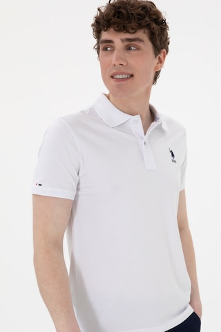 U.S. Polo Assn. Erkek Slim Fit Polo Yaka Beyaz Basic Tişört 50298011-VR013