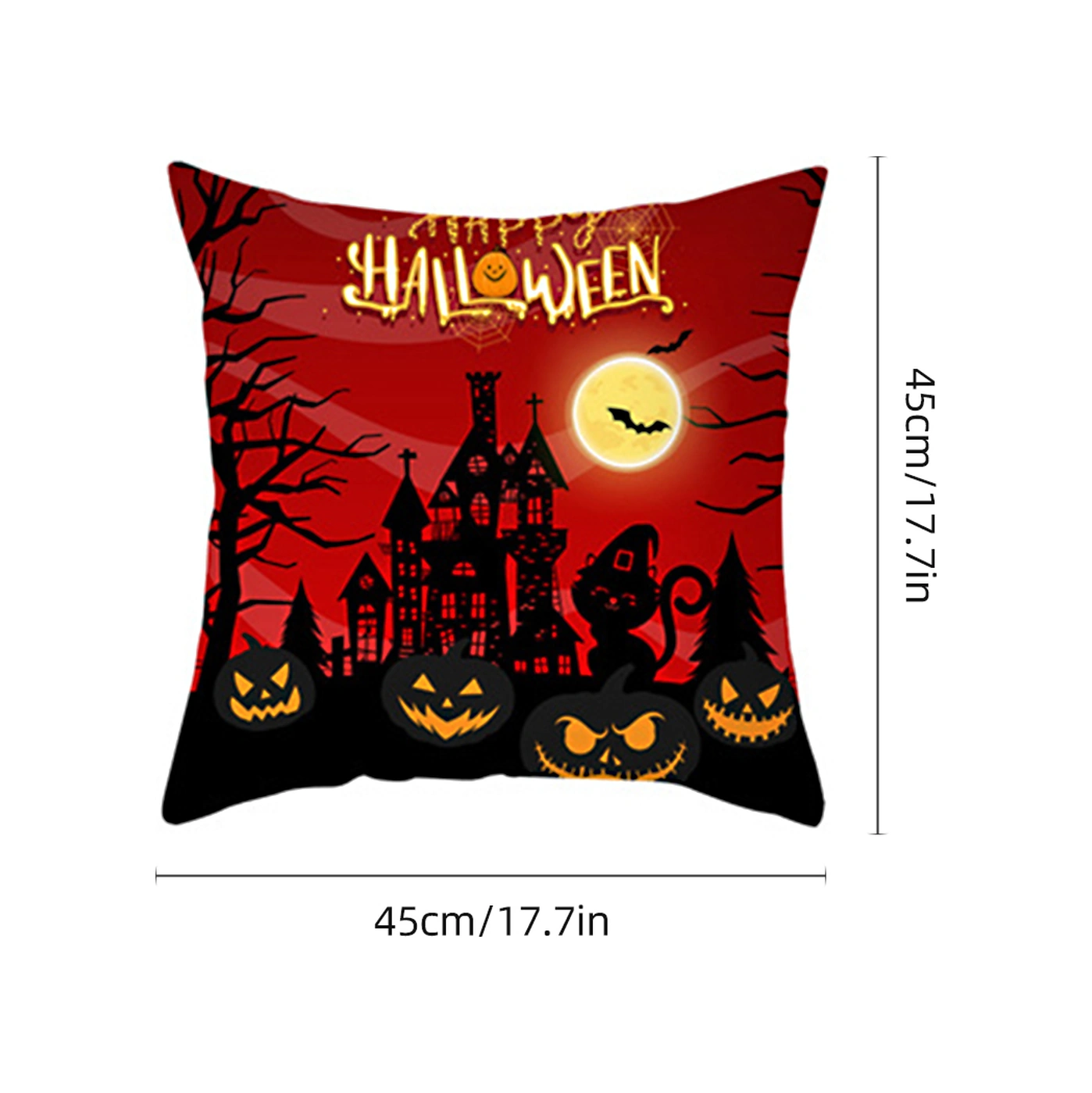 Yaleker Halloween Dekoratif Kumaş Yastık Kılıfı - Kelebek, Ay, Kedi Desenli, Pembe Deri Kadife, Ev Araba Partisi İçin, 45x45cm, Kombinasyon 12 Diğer