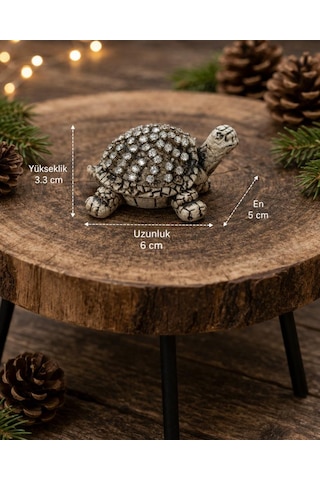 Sedef Renk Mini Kaplumbağa Biblo Taşlı Dekoratif Şans Figürü Konsol Vitrin Masa Üstü Süs 6 Cm 83997238