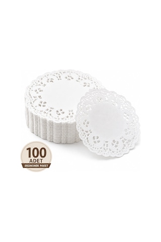 100 Lü 9 Cm Dantel Kağıt Çay Bardağı Altlığı Sunum Altlığı Bardak Servis Kağıdı Beyaz