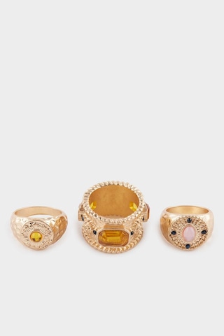Defacto Kadın 3lü Taşlı Gold Yüzük F6831axnskr1 Çok Renkli