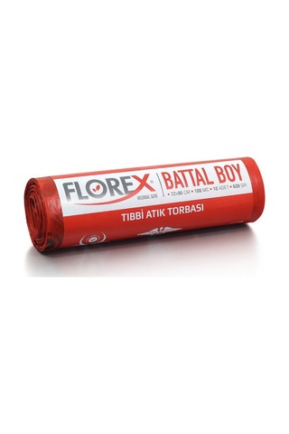 Florex Baskılı Battal Boy Tıbbi Atık Torbası 10 Adet Kırmızı 72 x 95 CM