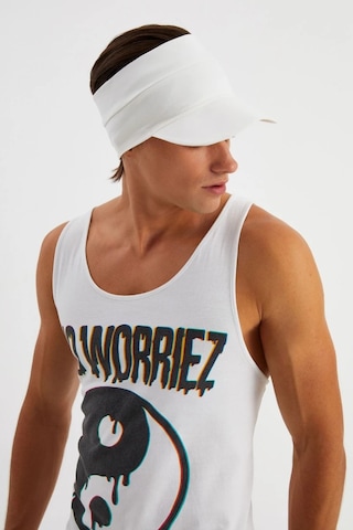 Erkek Uv Koruyuculu %100 Pamuklu Penye Tenis Golf Stil Vizör Şapka Siperlik - Tek Ebat / Beyaz Beyaz