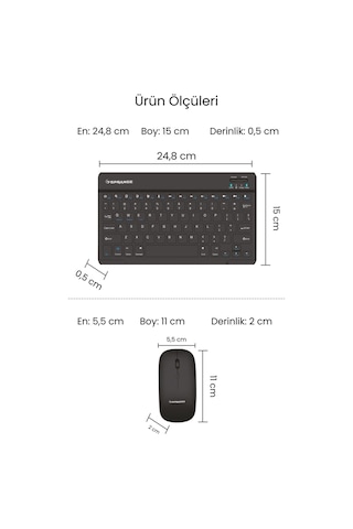 Sprange Tablet Ve Telefonlar İçin Bluetooth - Wireless Klavye Ve Mouse Set - Siyah Optik