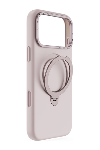 Apple Uyumlu iPhone 17 Pro Max Kılıf M-safe Özellikli Metal Standlı Sıvı Silikon Lenyes Ck223 Kapak Pembe Pembe