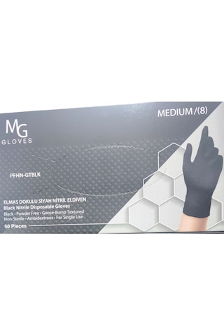 Mg Gloves Elmas Dokulu Siyah Nitril Eldiven Medium 8 50 Adet Mg Gloves Elmas Dokulu Siyah Nitril Eldiven Medium 8 50 Adet