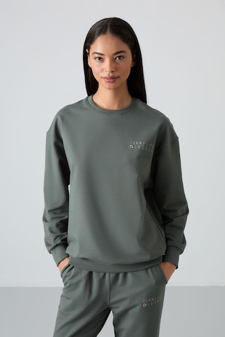 Tommy Life Çağla Basic Pamuklu O Yaka Oversize Lastik Paça Kadın Eşofman Takım - 95287 Çağla