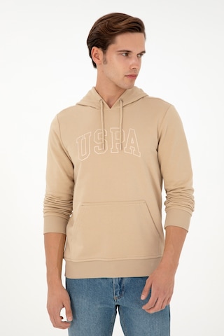 U.S. Polo Assn. Erkek Regular Fit Kapüşonlu Kum Basic Sweatshirt 50295175-VR085