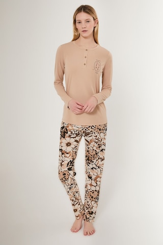 Arnetta Kadın Krem Uzun Kol Pijama Takımı Krem