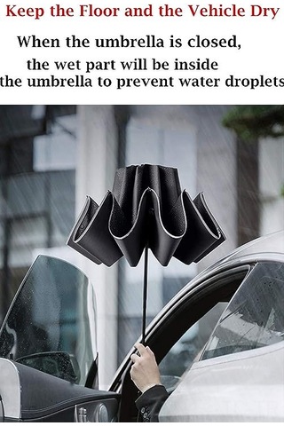 Skycity Otomatik Ters Çıkan 3 Katlı Şemsiye - Rüzgar Dayanıklı, Güneş Engellli, Reflektör Çizgili, Su Geçirmez Siyah 12t 210 Diğer