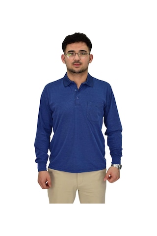 Dynamo Erkek Büyük Beden Mevsimlik Polo Yaka Sweatshirt 1-6830 Bgl-st04415 İndigo