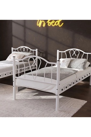 Missidea Orkide Dekoratif Metal Ranza & Karyola Seti Beyaz 90x190 Cm 90 x 190