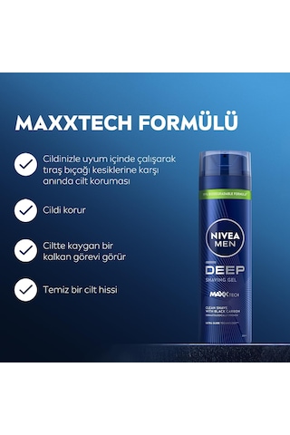 Lexroo Erkek Tıraş Jeli Deep 200ml,aktif Karbon,kesiklere Karşı Koruma