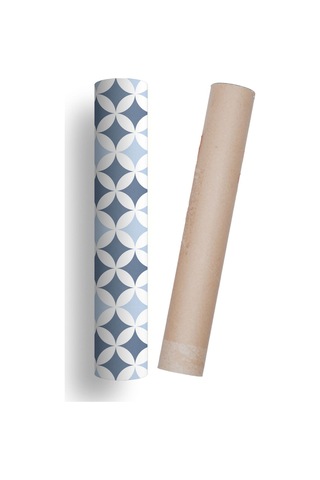 Mavi Beyaz Mutfak Tezgah Arası Kendinden Yapışkanlı Folyo Kaplama Fayans Taş Desen 60cm X 100cm