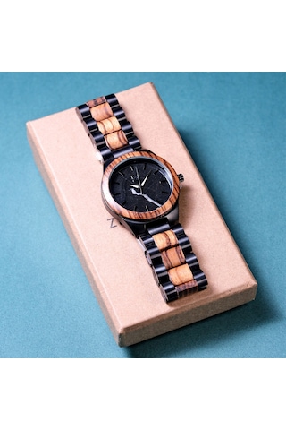 Zebrino Zbr-al-wp Alloy Wood Power Ahşap Erkek Kol Saati 45 Mm
