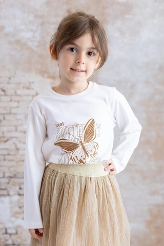 Mininio Kız Bebek Baskılı T-shirt Etek Ikili Takım - Bej Bej