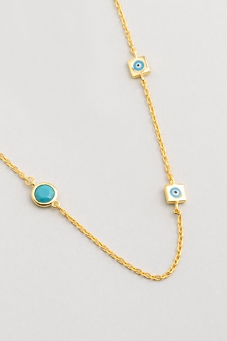 So Chic Nazar İkonlu 18 Ayar Sarı Altın Kaplama 50 Cm Gümüş Kolye Sarı