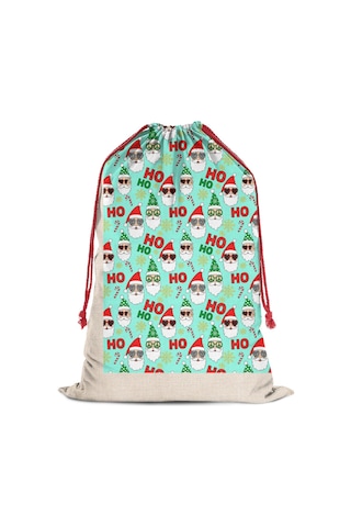 Büyük Noel Baba Hediye Çantası, Pamuklu Kordonlu, Yeniden Kullanılabilir Noel Baba Noel Perisi