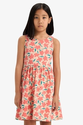 DeFacto Kız Çocuk Bisiklet Yaka Çiçek Desenli Kolsuz Elbise B4338A825SMOG577 Turuncu